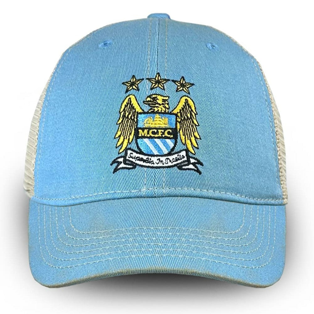 Manchester City 1863FC Retro Tea Washed Vintage Trucker Adjustable Hat - Sky Blue