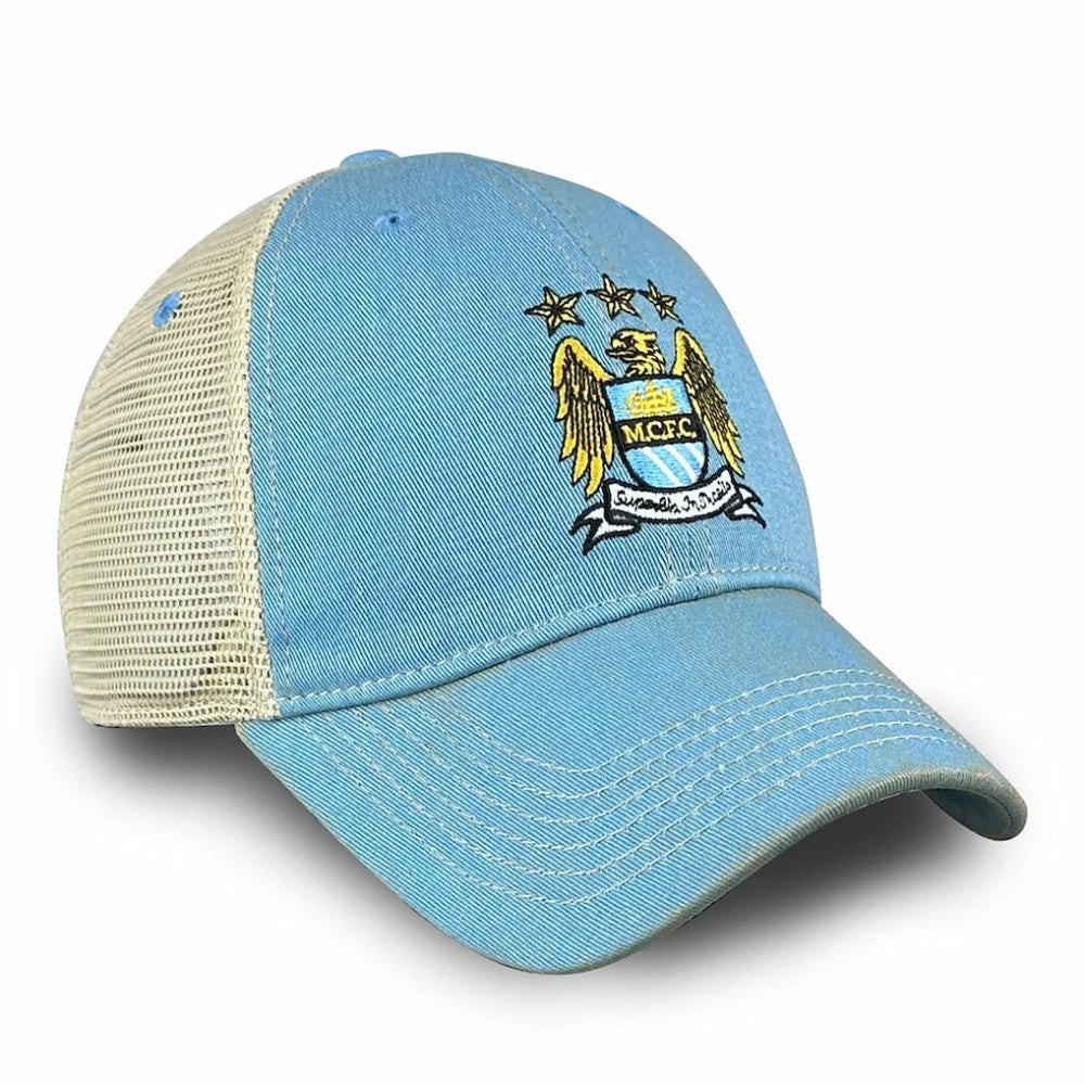 Manchester City 1863FC Retro Tea Washed Vintage Trucker Adjustable Hat - Sky Blue