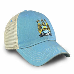 Manchester City 1863FC Retro Tea Washed Vintage Trucker Adjustable Hat - Sky Blue