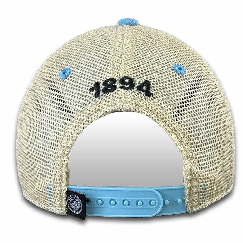 Manchester City 1863FC Retro Tea Washed Vintage Trucker Adjustable Hat - Sky Blue