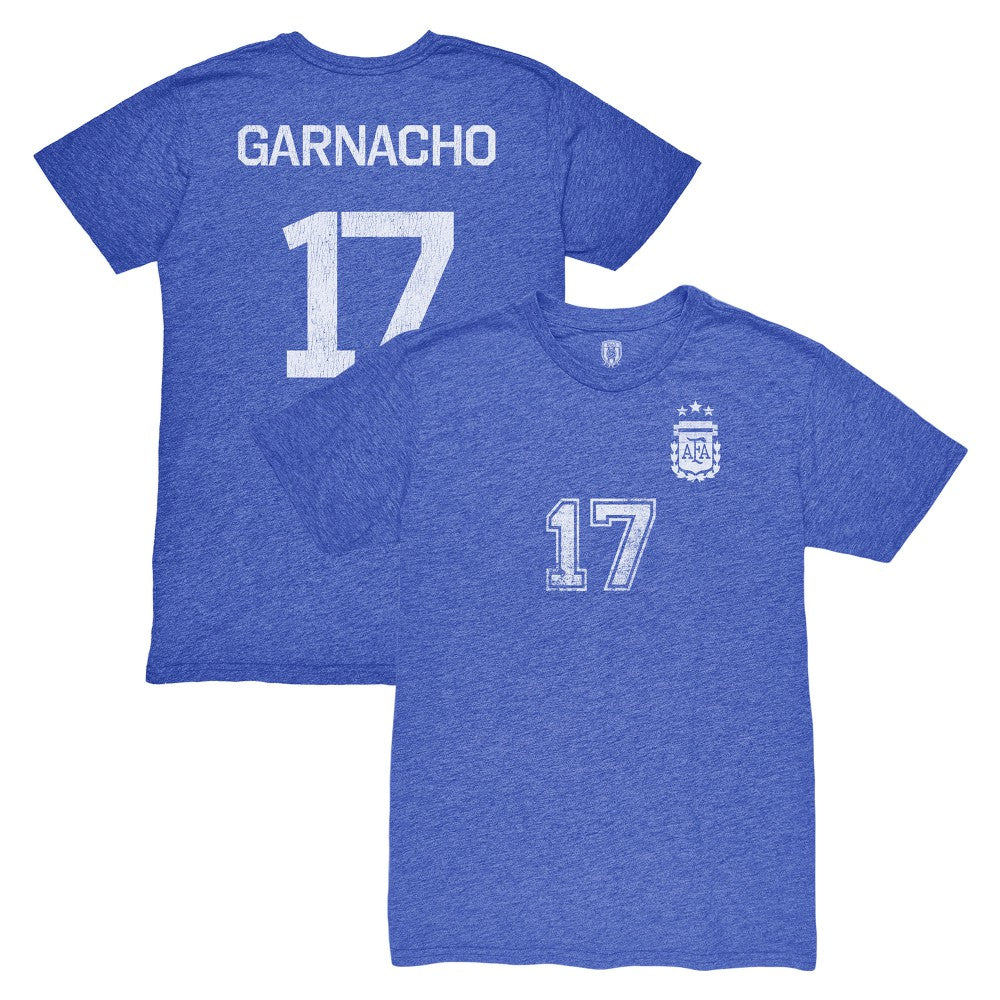 Alejandro Garnacho Argentina National Team 1863FC Player Vintage Tri-Blend T-Shirts - Blue