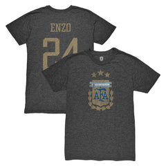Enzo Fernández Argentina National Team 1863FC Player Vintage Tri-Blend T-Shirts - Black