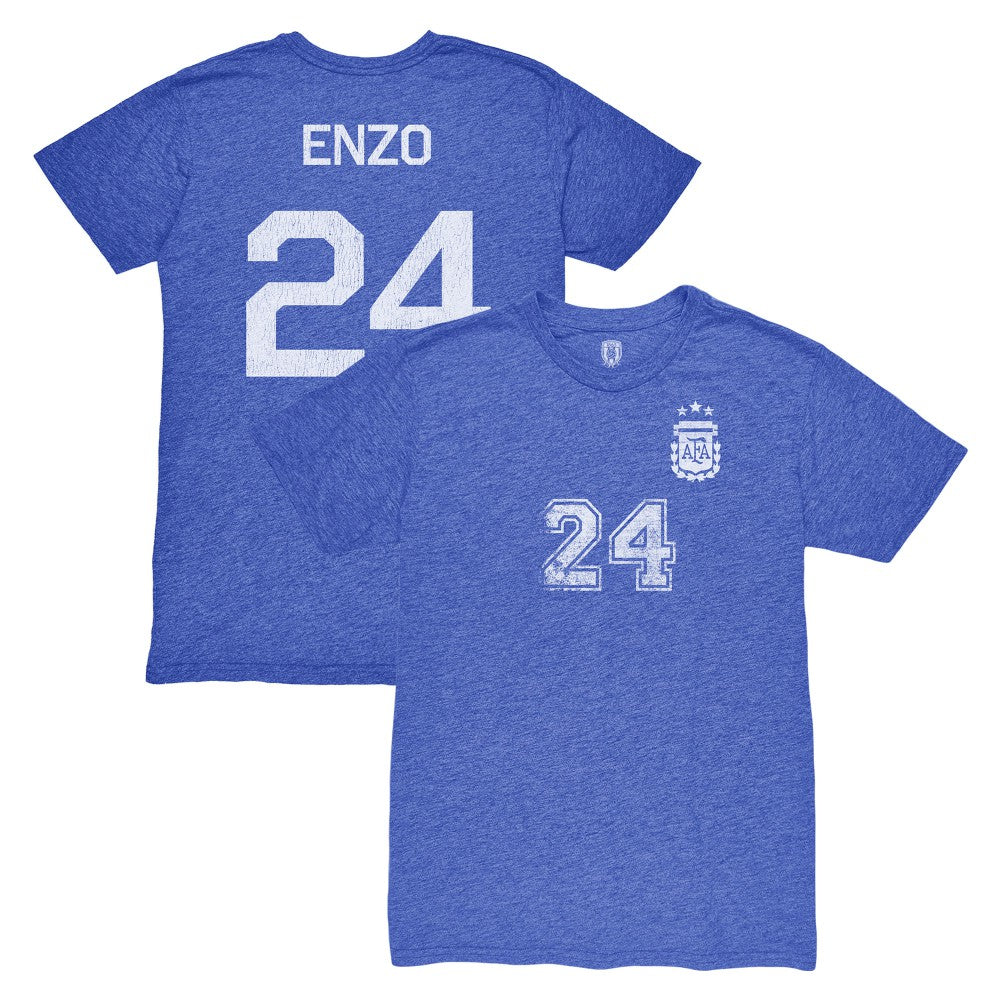 Enzo Fernández Argentina National Team 1863FC Player Vintage Tri-Blend T-Shirts - Blue
