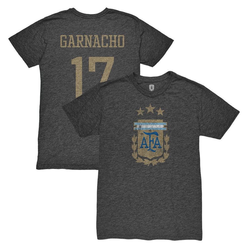 Alejandro Garnacho Argentina National Team 1863FC Player Vintage Tri-Blend T-Shirts - Black
