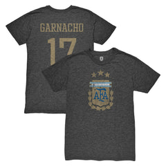 Alejandro Garnacho Argentina National Team 1863FC Player Vintage Tri-Blend T-Shirts - Black