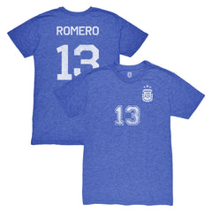 Cristian Romero Argentina National Team 1863FC Player Vintage Tri-Blend T-Shirts - Blue