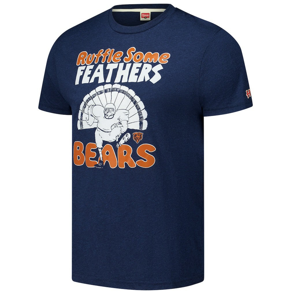 Chicago Bears Homage Unisex Ruffle Some Feathers Tri-Blend T-Shirt Navy - NFL