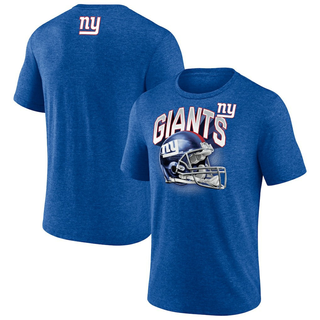 New York Giants Tri-Blend Helmet End Around T-Shirt Heather Royal - Fanatics