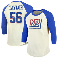 Lawrence Taylor New York Giants Majestic Threads Retired Player Name & Number 3/4 Raglan Sleeve T-Shirt  Cream/Red - NFL