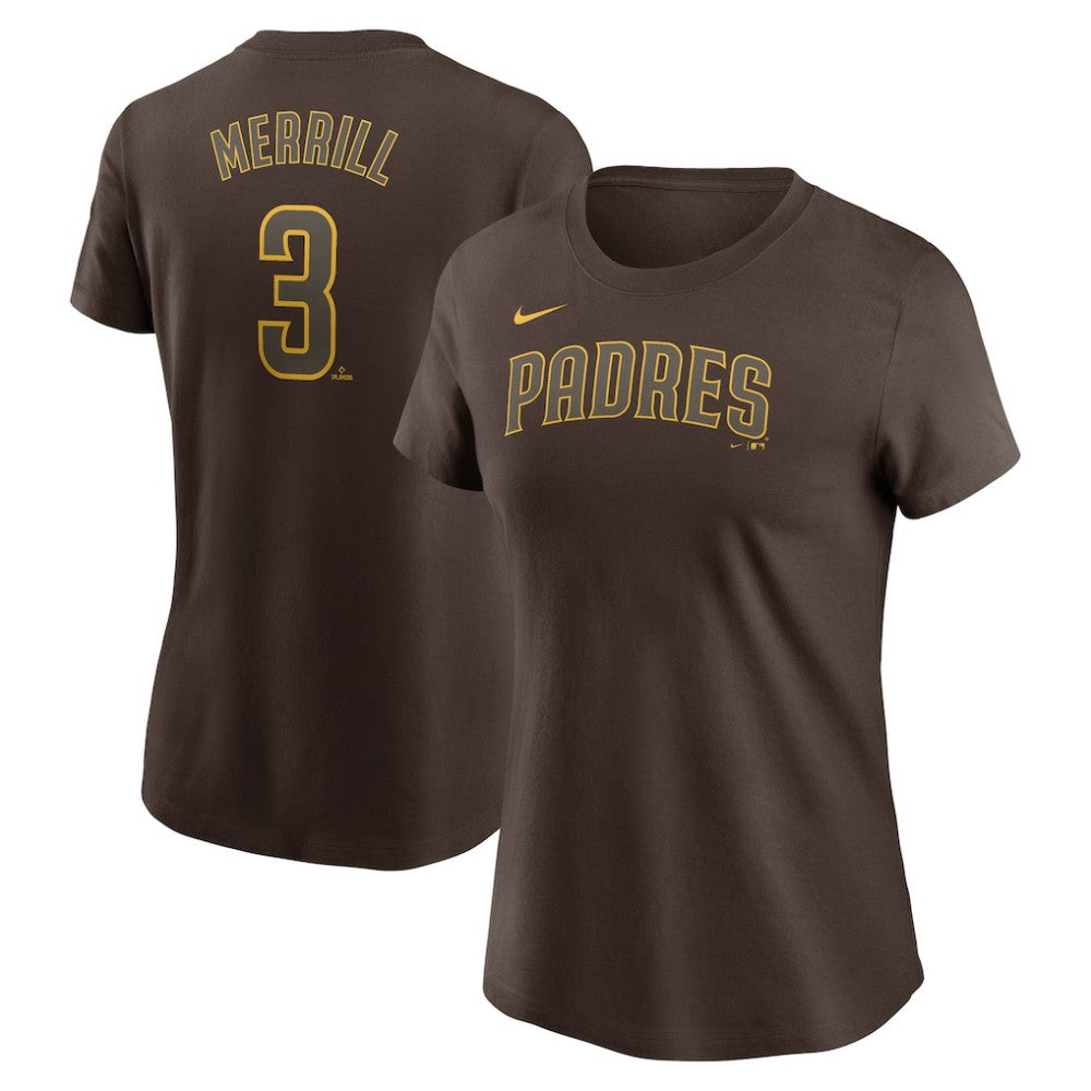 Jackson Merrill San Diego Padres Nike Women's Cooperstown Collection Fuse Name & Number T-Shirt Lifestyle