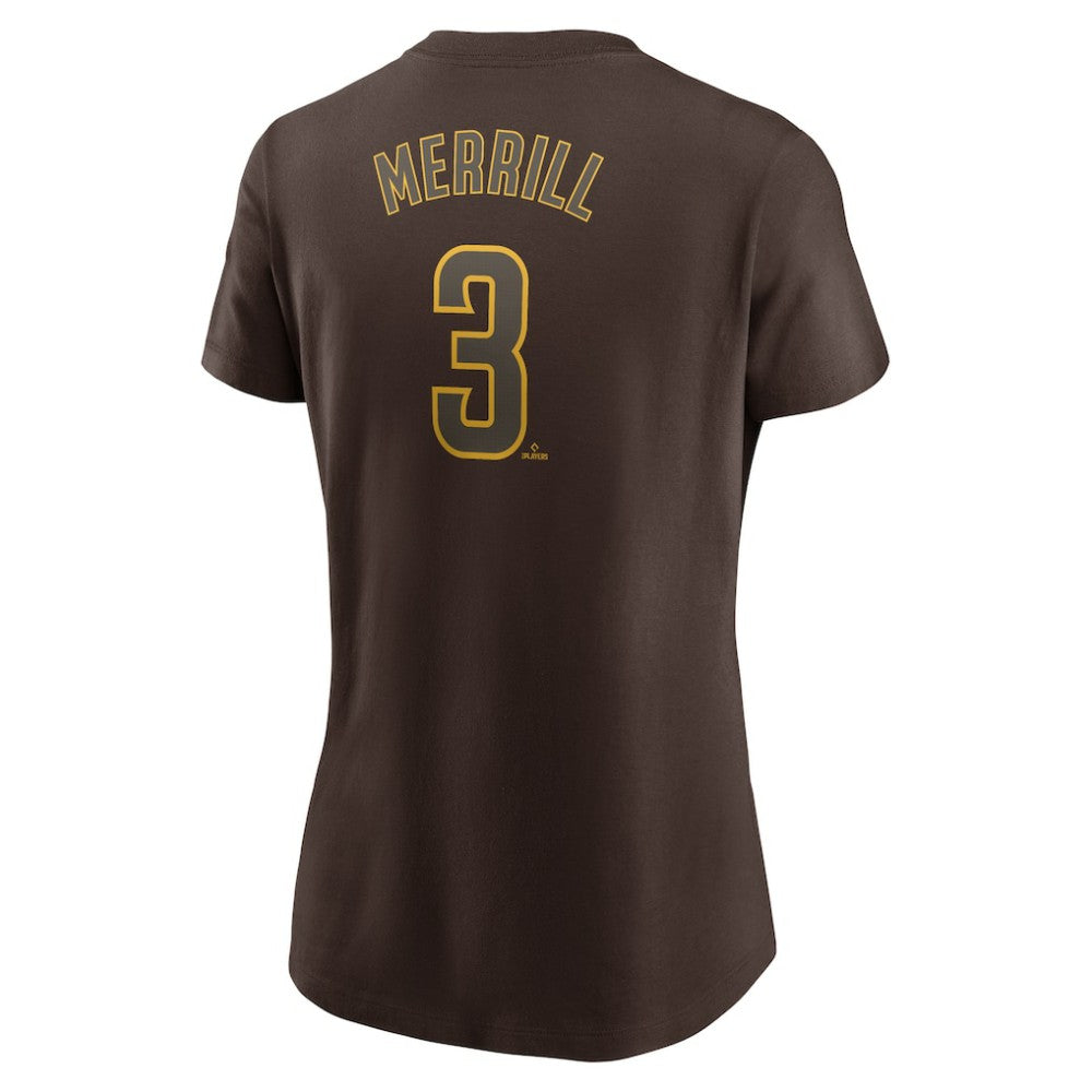Jackson Merrill San Diego Padres Nike Women's Cooperstown Collection Fuse Name & Number T-Shirt Lifestyle