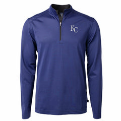 Kansas City Royals Cutter & Buck Big & Tall Virtue Eco Pique Micro Stripe Recycled Quarter-Zip Pullover Top discount