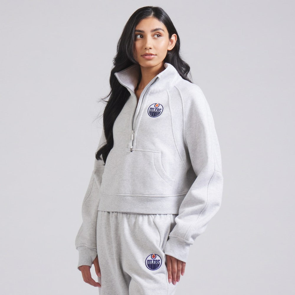 Edmonton Oilers - lululemon Women's Scuba Oversized Half Zip Top Heather Gray