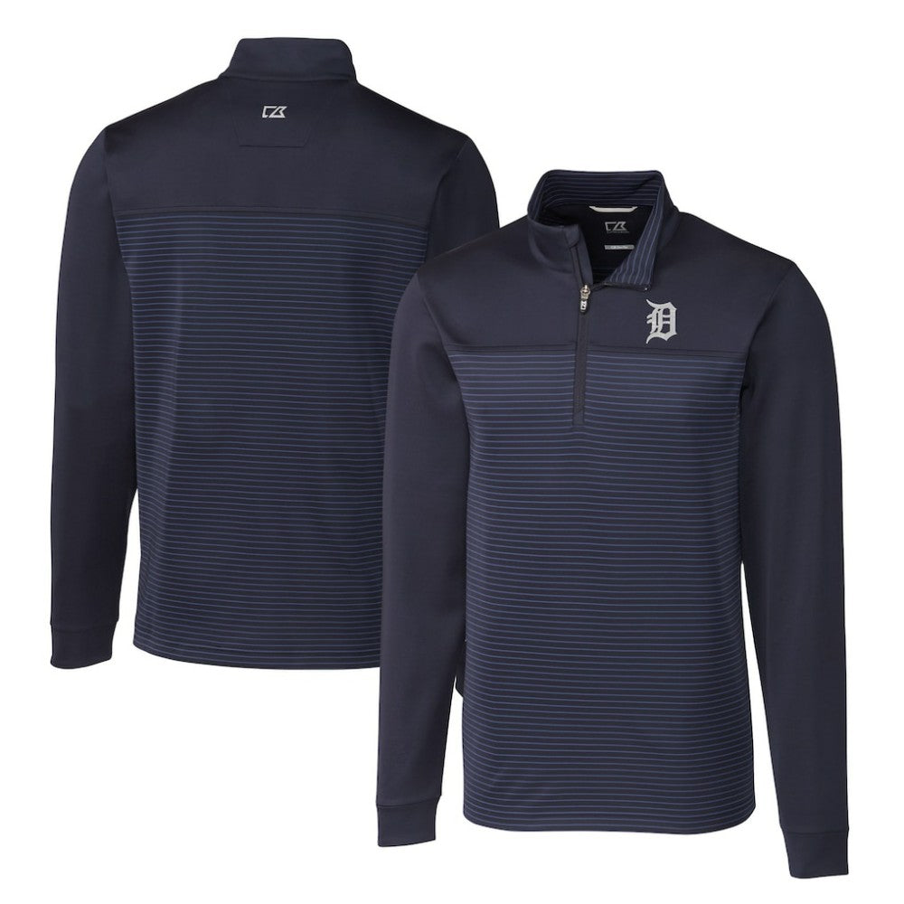 Detroit Tigers Cutter & Buck Big & Tall Traverse Stripe Stretch DryTec Quarter-Zip Top Sale