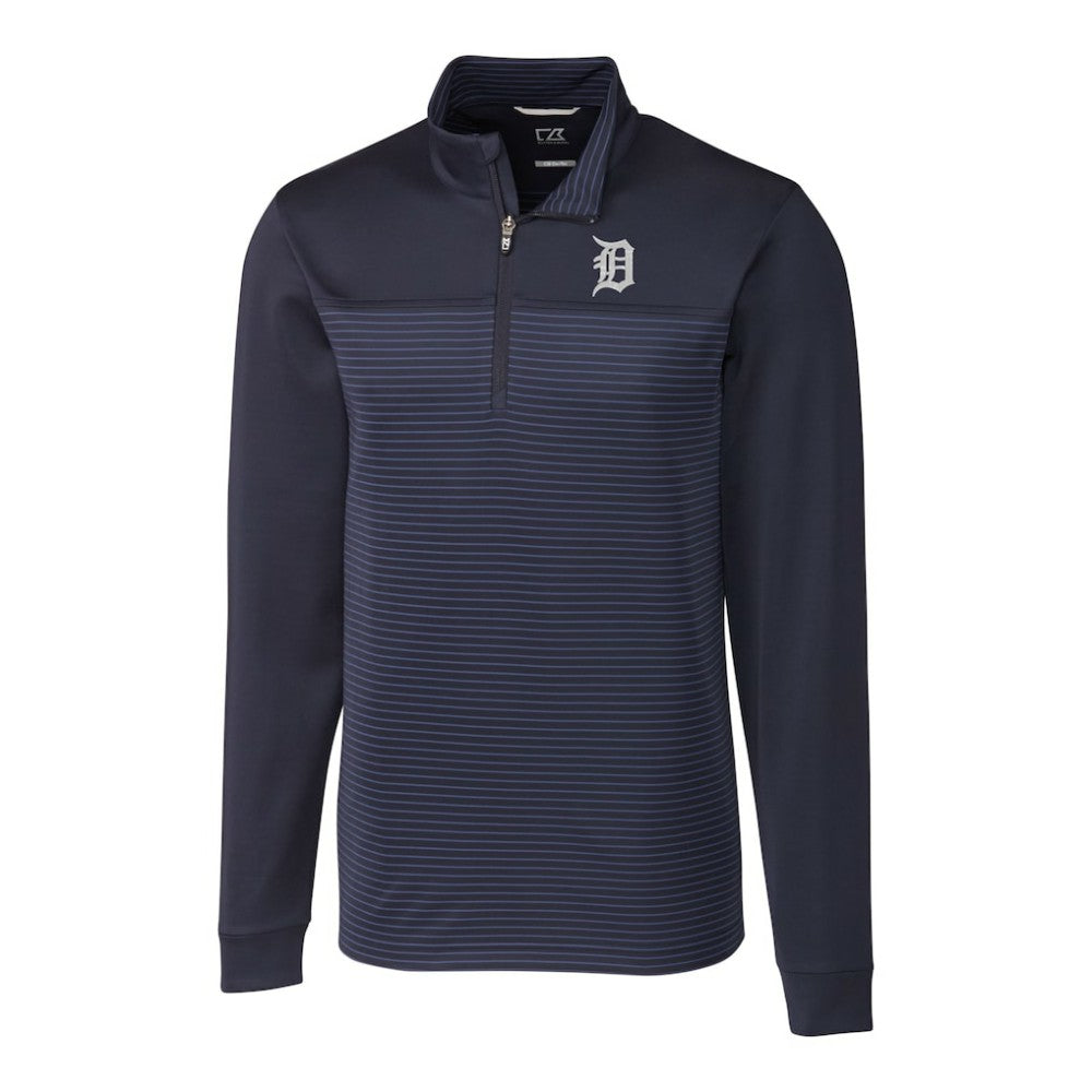 Detroit Tigers Cutter & Buck Big & Tall Traverse Stripe Stretch DryTec Quarter-Zip Top Sale
