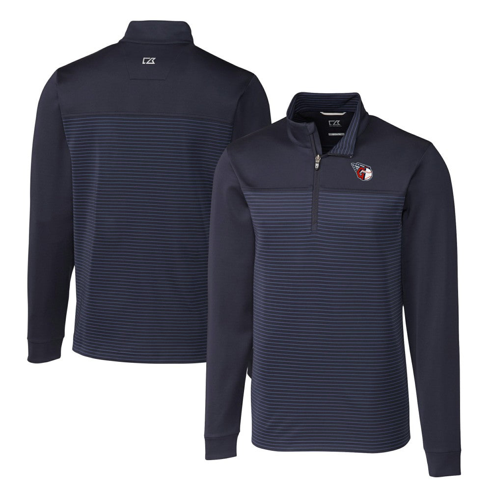 Cleveland Guardians Cutter & Buck Big & Tall Traverse Stretch Eco Stripe DryTec Quarter-Zip Top Clearance