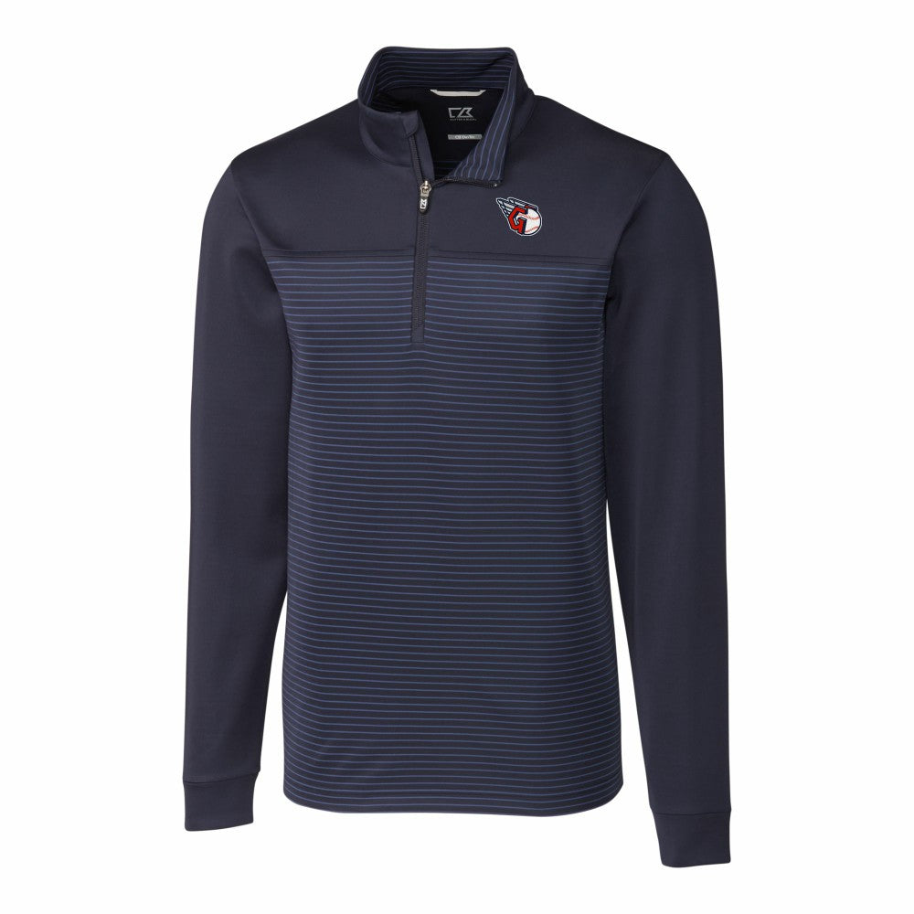 Cleveland Guardians Cutter & Buck Big & Tall Traverse Stretch Eco Stripe DryTec Quarter-Zip Top Clearance