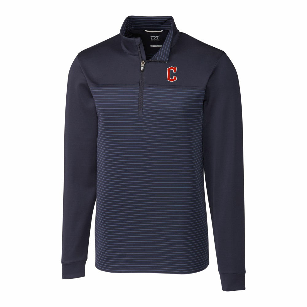 Cleveland Guardians Cutter & Buck Big & Tall Traverse Stripe Stretch DryTec Quarter-Zip Top discount