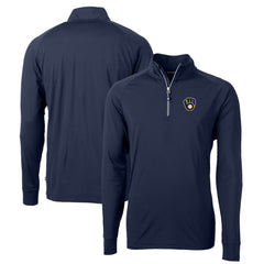 Milwaukee Brewers Cutter & Buck Big & Tall Adapt Eco Knit Stretch Recycled Raglan DryTec Quarter-Zip Top Sale