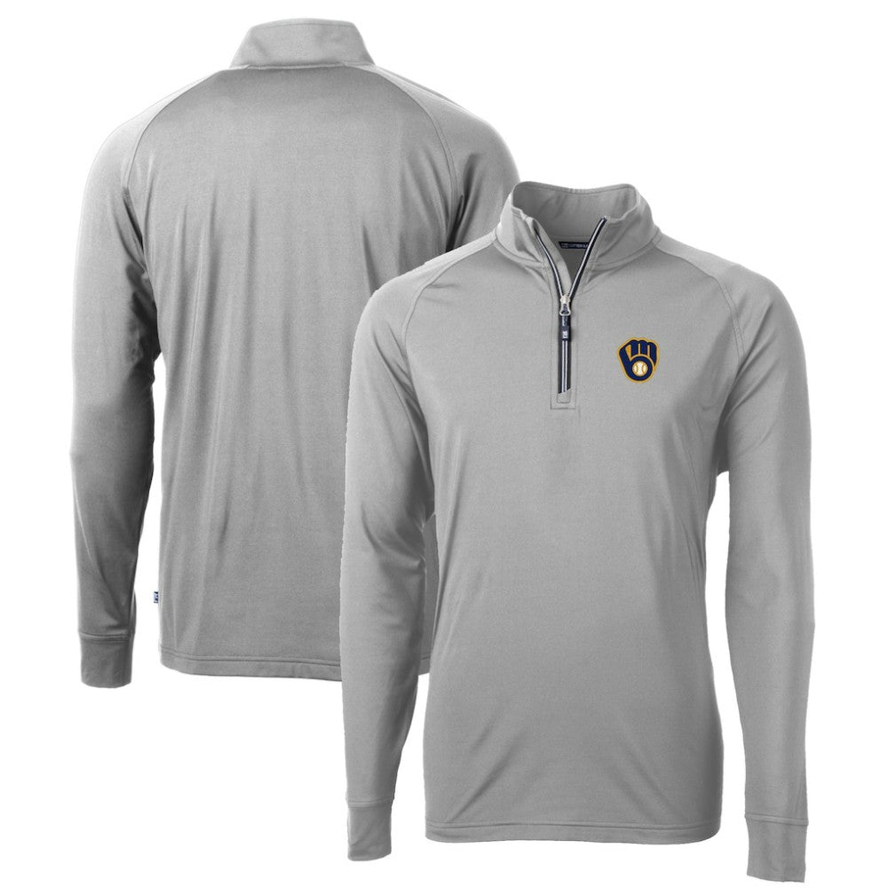 Milwaukee Brewers Cutter & Buck Big & Tall Adapt Eco Knit Stretch Recycled Quarter-Zip Pullover Top Near Me