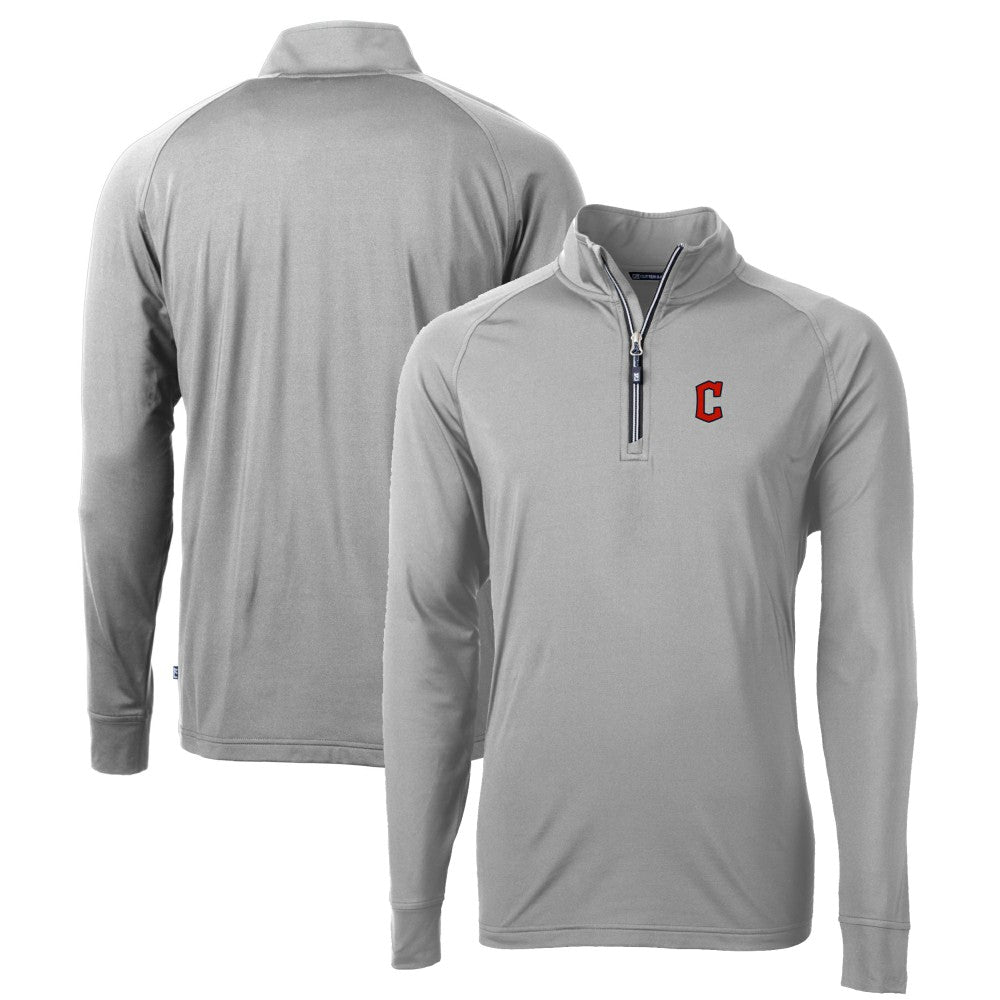 Cleveland Guardians Cutter & Buck Big & Tall Adapt Eco Knit Stretch Recycled Raglan DryTec Quarter-Zip Top for sale
