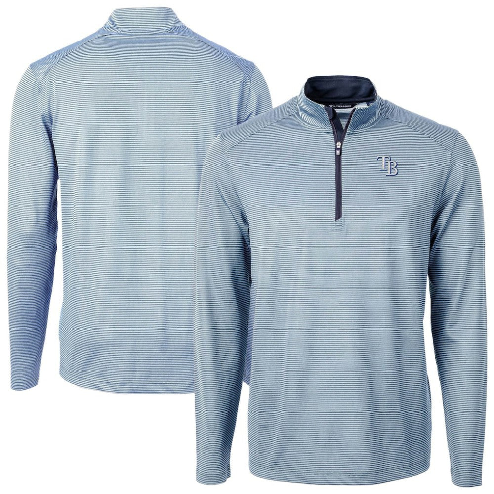 Tampa Bay Rays Cutter & Buck Virtue Eco Pique Micro Stripe Recycled Quarter-Zip Pullover Top Online
