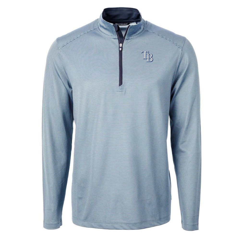 Tampa Bay Rays Cutter & Buck Virtue Eco Pique Micro Stripe Recycled Quarter-Zip Pullover Top Online