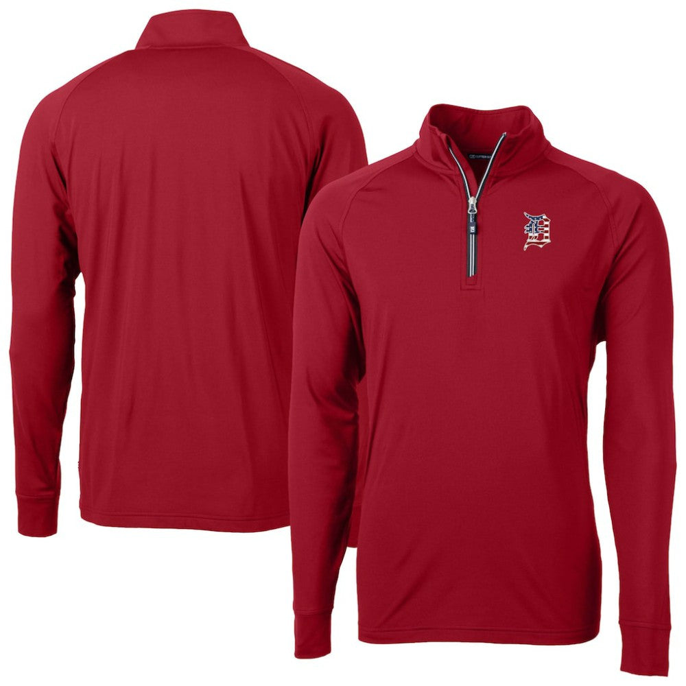 Detroit Tigers Cutter & Buck Patriotic Logo Adapt Eco Knit Stretch Recycled Quarter-Zip Pullover Top for sale