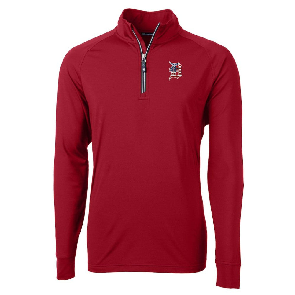 Detroit Tigers Cutter & Buck Patriotic Logo Adapt Eco Knit Stretch Recycled Quarter-Zip Pullover Top for sale