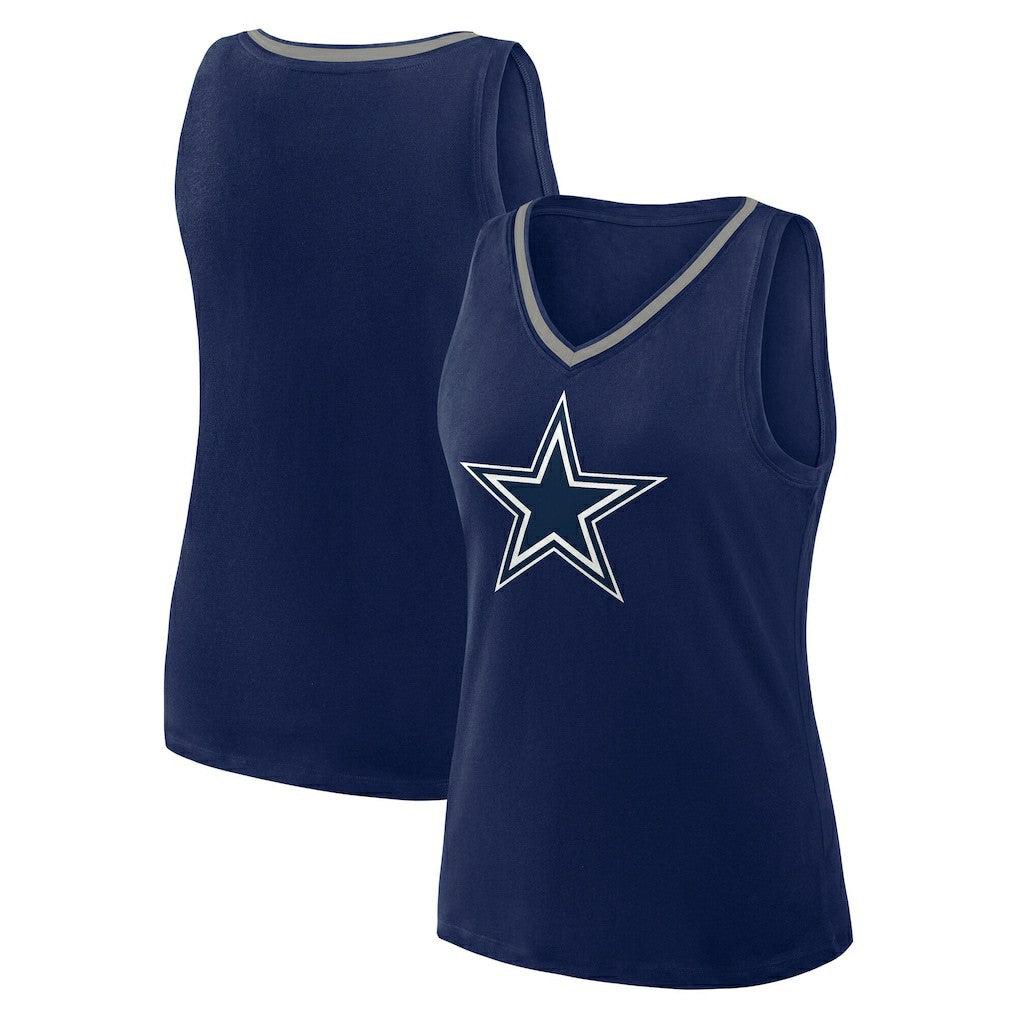 Dallas Cowboys Logo Athletic Women's Stellar Win V-Neck Tank Top Navy - NFL