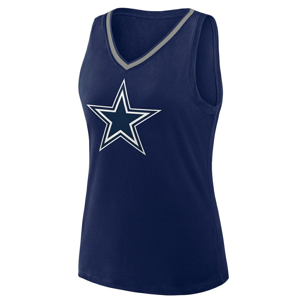 Dallas Cowboys Logo Athletic Women's Stellar Win V-Neck Tank Top Navy - NFL