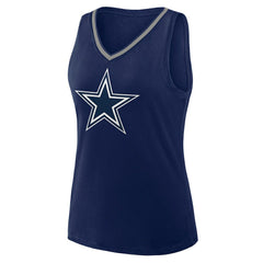 Dallas Cowboys Logo Athletic Women's Stellar Win V-Neck Tank Top Navy - NFL