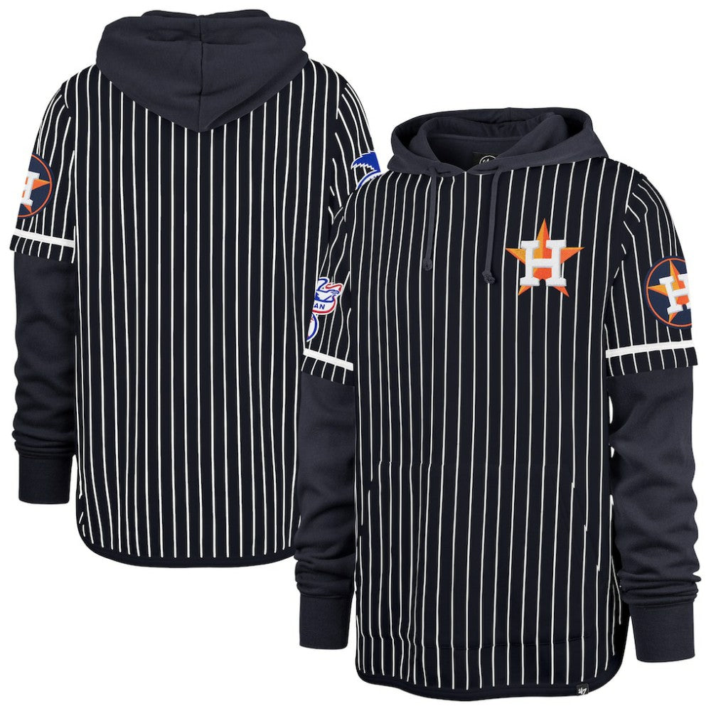 Houston Astros '47 Pinstripe Double Header Pullover Hoodie On Sale