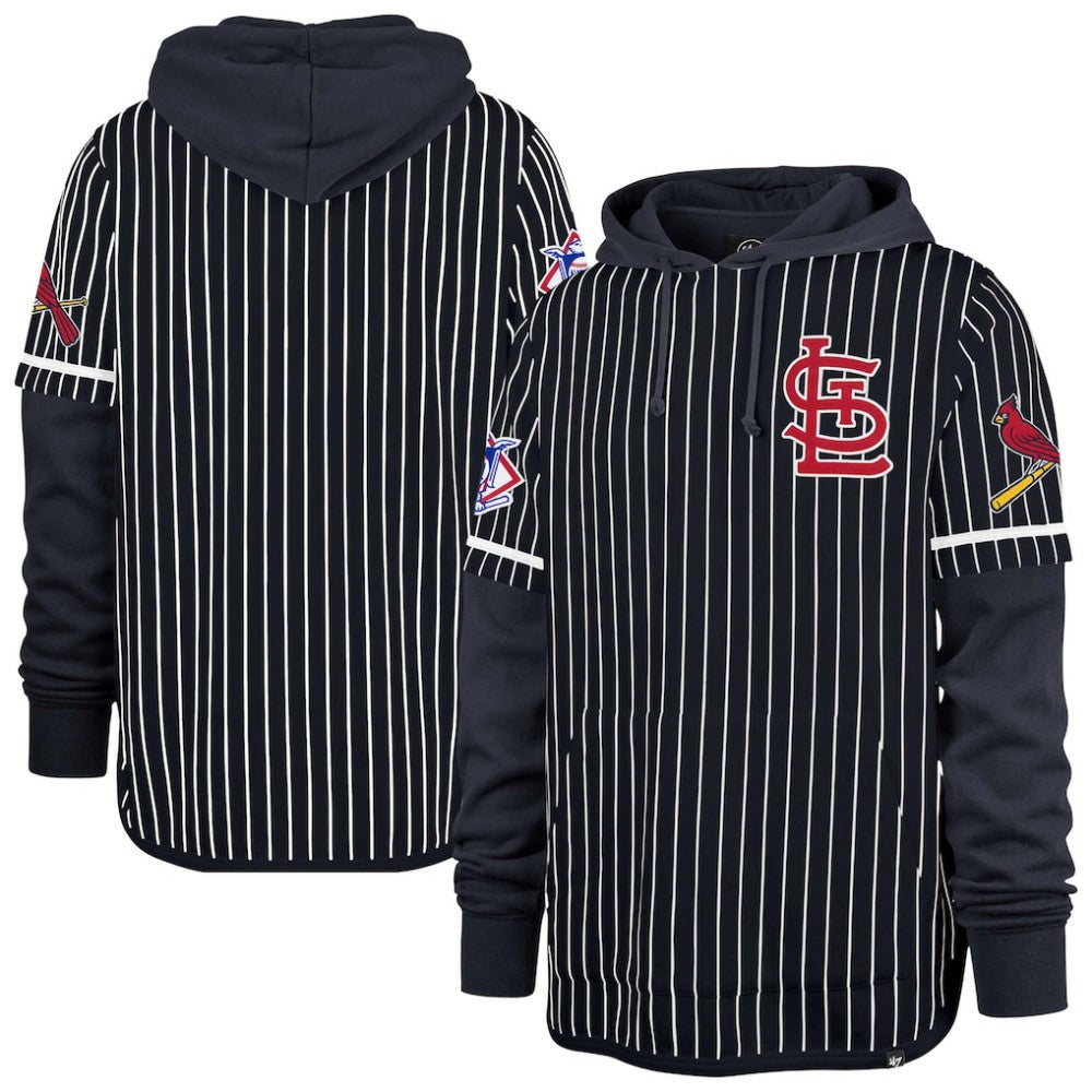 St. Louis Cardinals '47 Pinstripe Double Header Pullover Hoodie Lifestyle