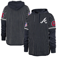 Atlanta Braves '47 Pinstripe Double Header Pullover Hoodie Near Me