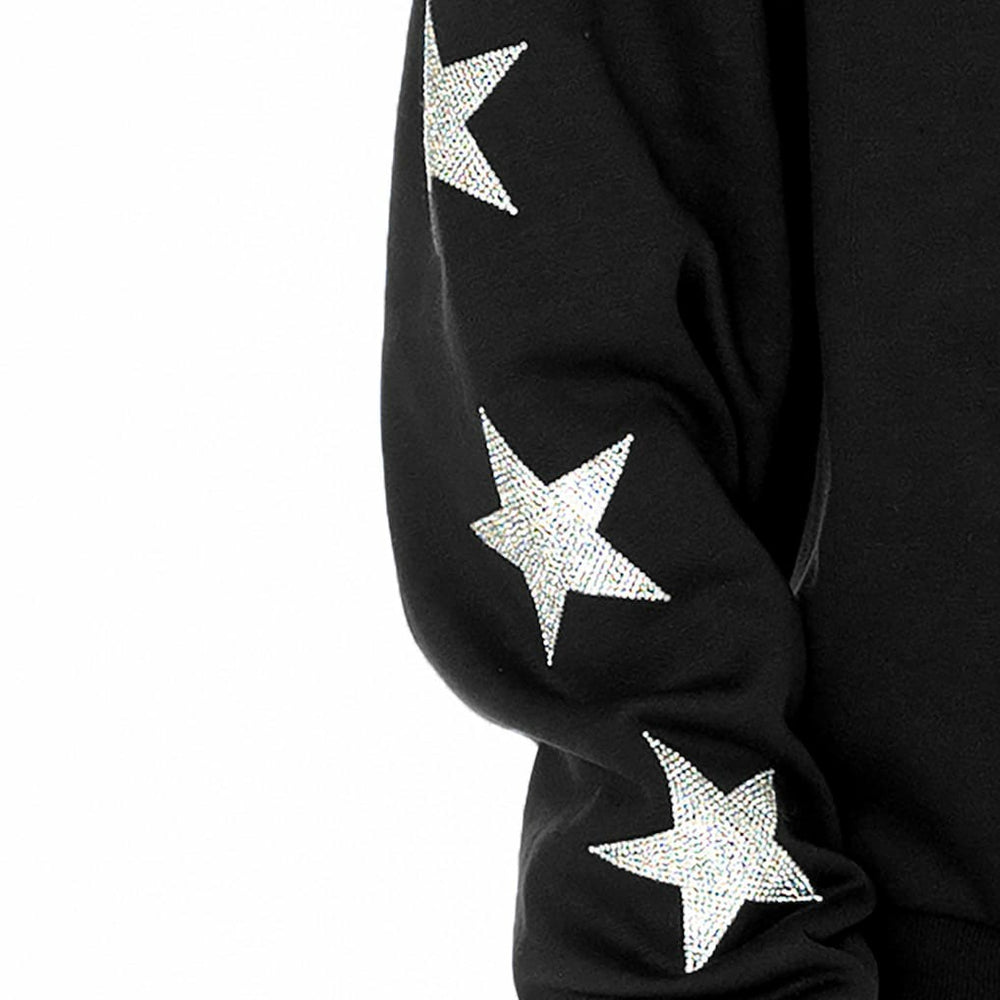 Miami Dolphins Gameday Couture Women's Rhinestone Star Sleeve Settle the Score Oversized Tri-Blend Pullover Black - NFL