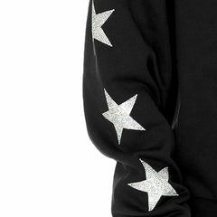 New York Giants Gameday Couture Women's Rhinestone Star Sleeve Settle the Score Oversized Tri-Blend Pullover Black - NFL