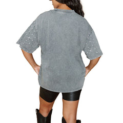 Arizona Cardinals Gameday Couture Women's Oversized Mini Rhinestone Classic T-Shirt Gray - NFL