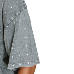 Washington Commanders Gameday Couture Women's Oversized Mini Rhinestone Classic T-Shirt Gray - NFL