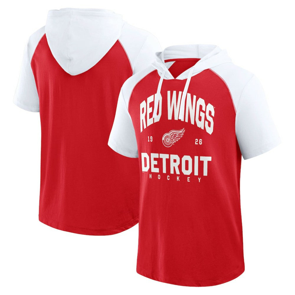 Detroit Red Wings - Logo Athletic Prime Raglan Short Sleeve Pullover Hoodie Red