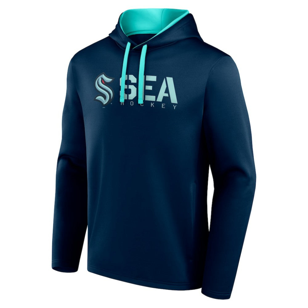 Seattle Kraken Logo Athletic Head Start Pullover Hoodie Navy