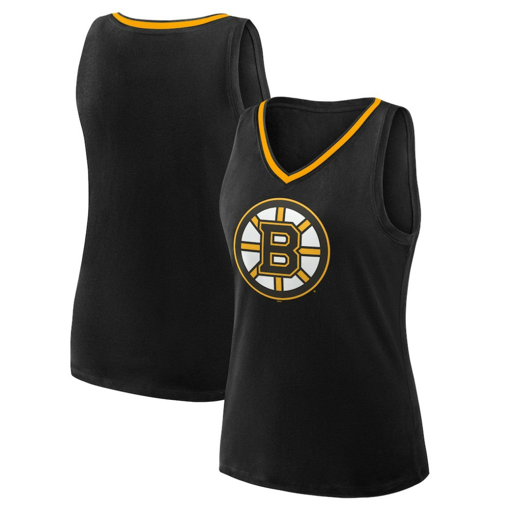 Boston Bruins Logo Athletic Women's Stellar Win V-Neck Tank Top Black