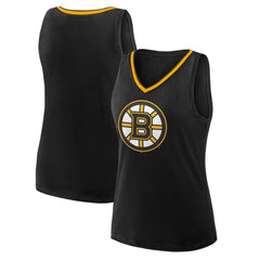 Boston Bruins Logo Athletic Women's Stellar Win V-Neck Tank Top Black