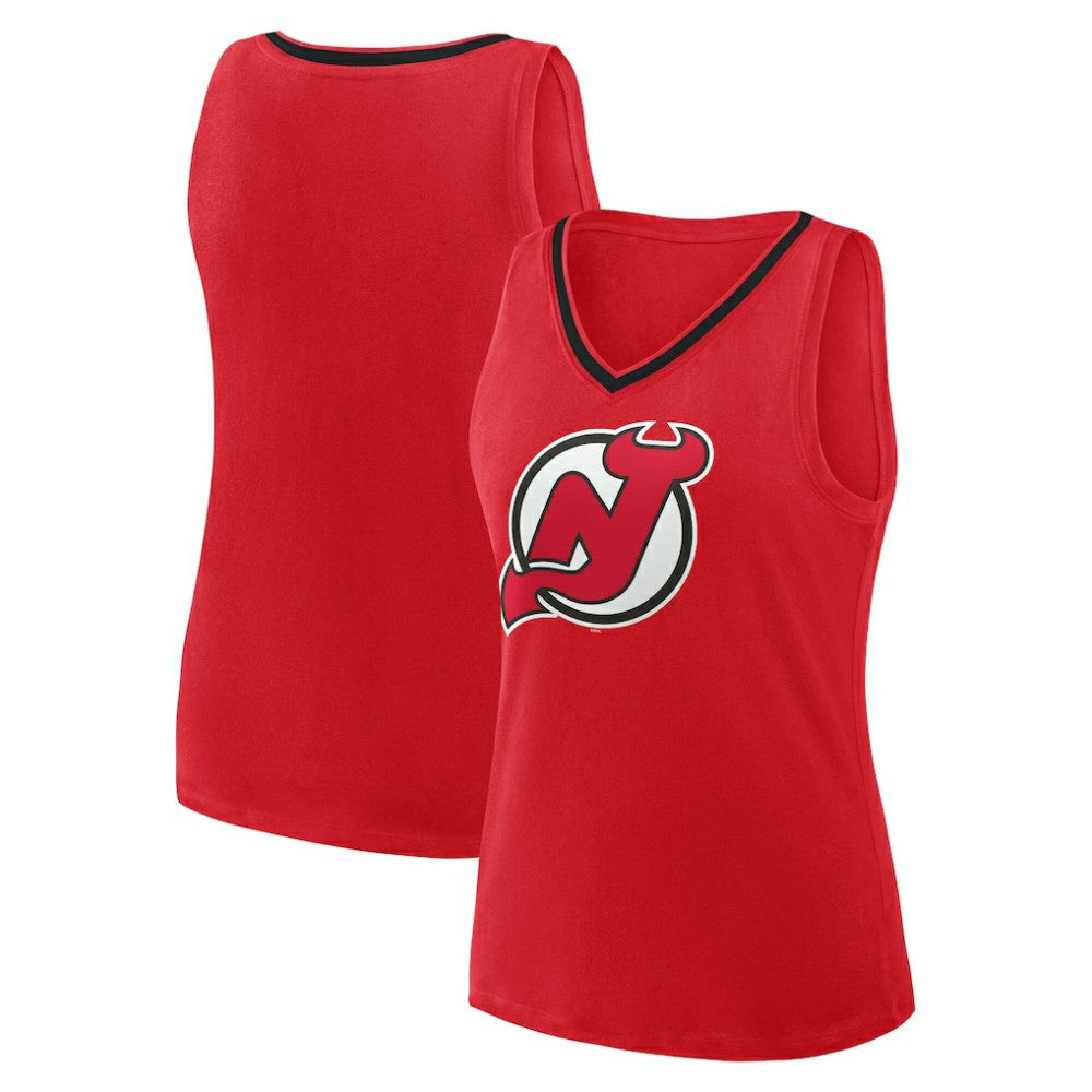 New Jersey Devils - Logo Athletic Women's Stellar Win V-Neck Tank Top Red