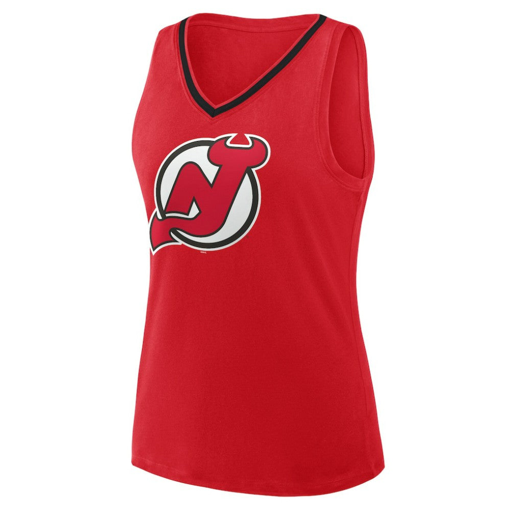 New Jersey Devils - Logo Athletic Women's Stellar Win V-Neck Tank Top Red