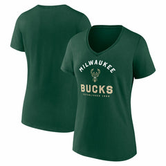 NBA - Milwaukee Bucks Logo Athletic Women's Unrivaled V-Neck T-Shirt - Hunter Green