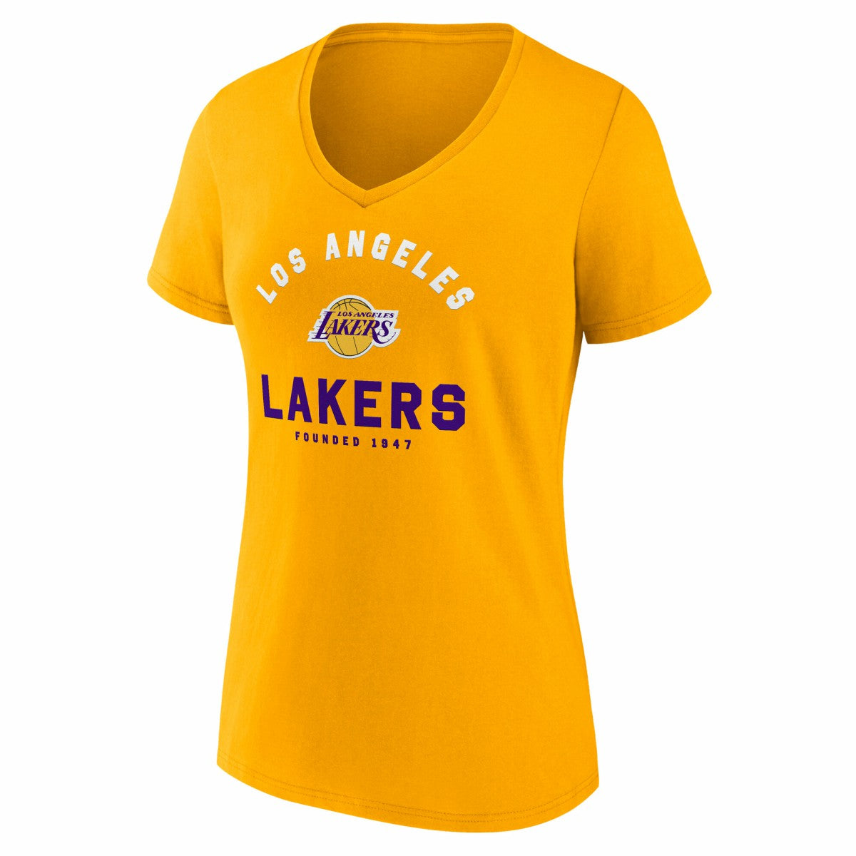NBA - Los Angeles Lakers Logo Athletic Women's Unrivaled V-Neck T-Shirt - Gold
