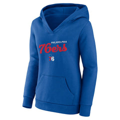 NBA - Philadelphia 76ers Logo Athletic Women's Triumphant V-Neck Pullover Hoodie - Royal