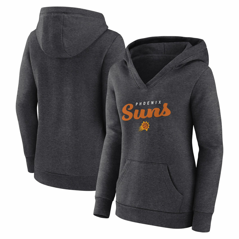 NBA - Phoenix Suns Logo Athletic Women's Triumphant V-Neck Pullover Hoodie - Heather Charcoal