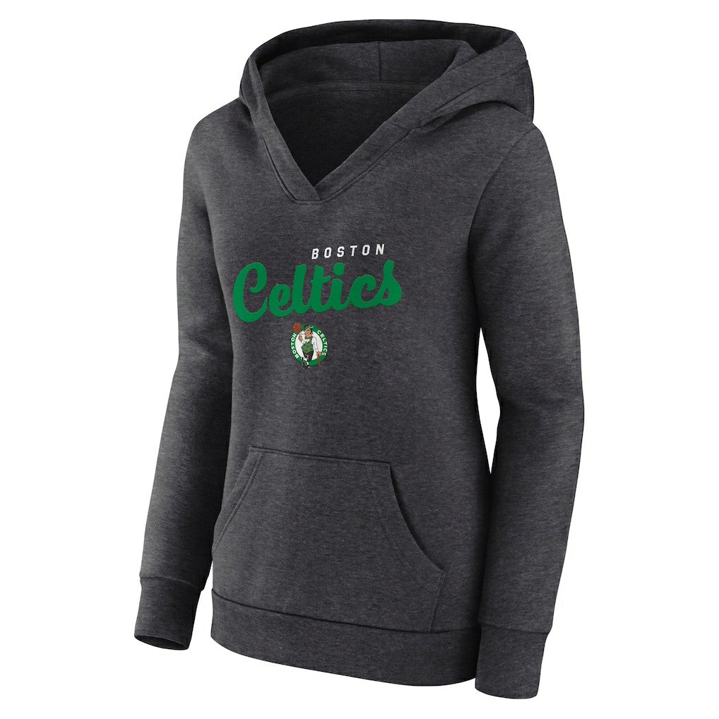 NBA - Boston Celtics Logo Athletic Women's Triumphant V-Neck Pullover Hoodie - Heather Charcoal